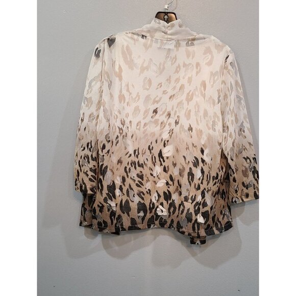Alfred Dunner Blouse Women's M Leopard Print Dipped Attached Tank Necklace Fall - Picture 2 of 6